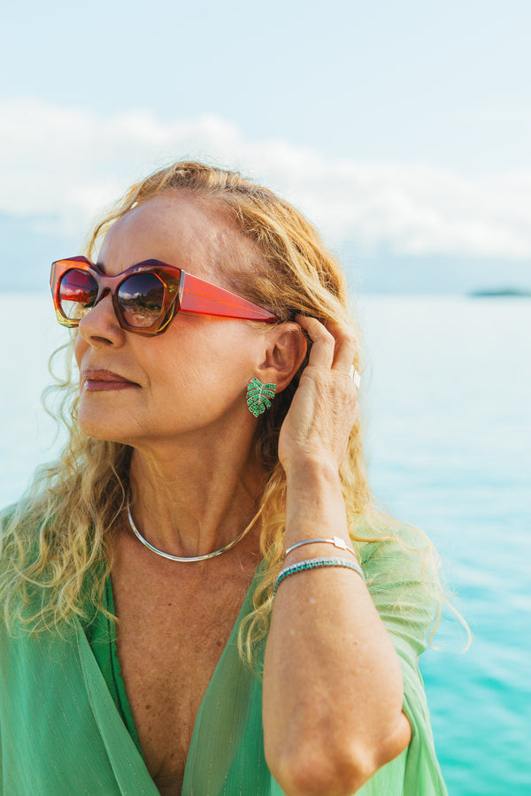 Brinco Costela de Adão com Tsavoritas em ouro branco 18k