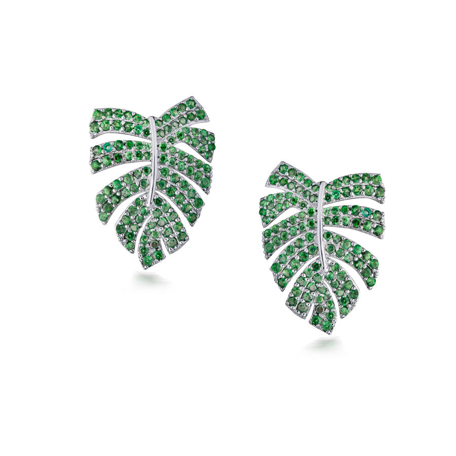 Brinco Costela de Adão com Tsavoritas em ouro branco 18k