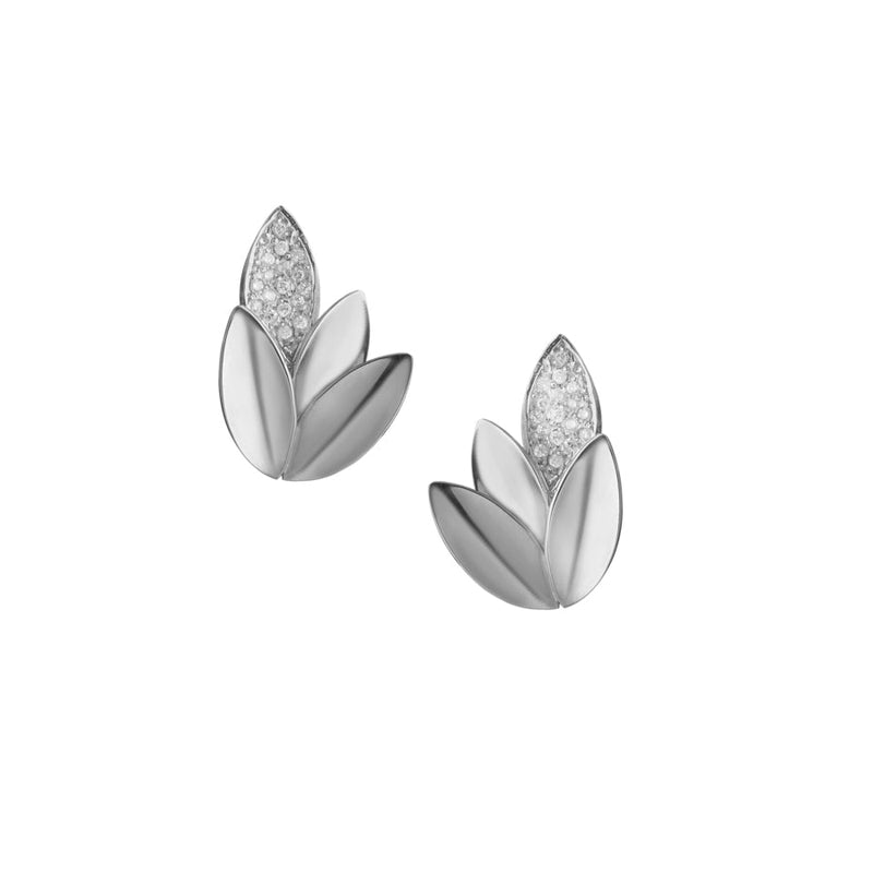 Brinco Flor de Lótus em ouro branco 18k e diamantes