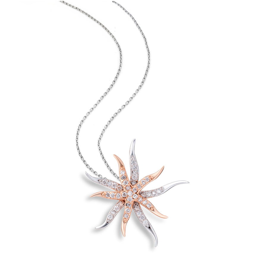 Pingente Estrela do Mar com Diamantes em ouro rosé e branco 18k