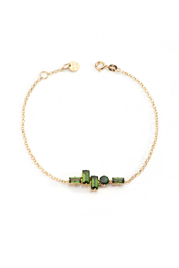 Pulseira Turmalinas Verdes em ouro amarelo 18k